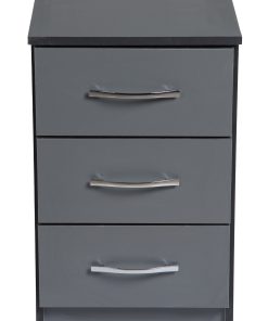 bedside cabinet 3 drawers grey