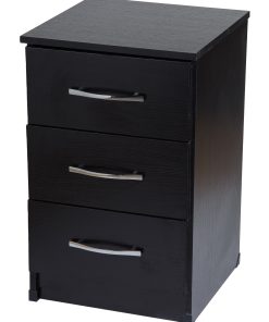 black bedside 3 drawer cabinet