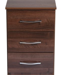 wallnut 3 drawer bedside cabinet