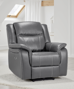 Galaxy Tech Electric Recliner Armchair Grey Leather