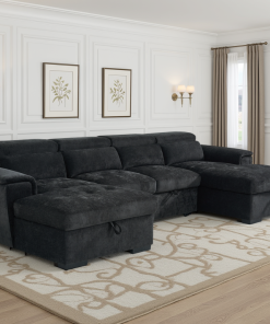 Alaya Sofabed Black U Shape Corner