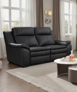 Boston genuine black leather electric recliner 2+2