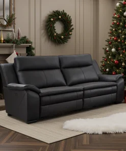 Boston genuine black leather electric recliner 3 seater